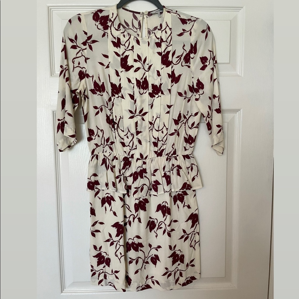 Ganni 3/4 sleeve peplum mini dress